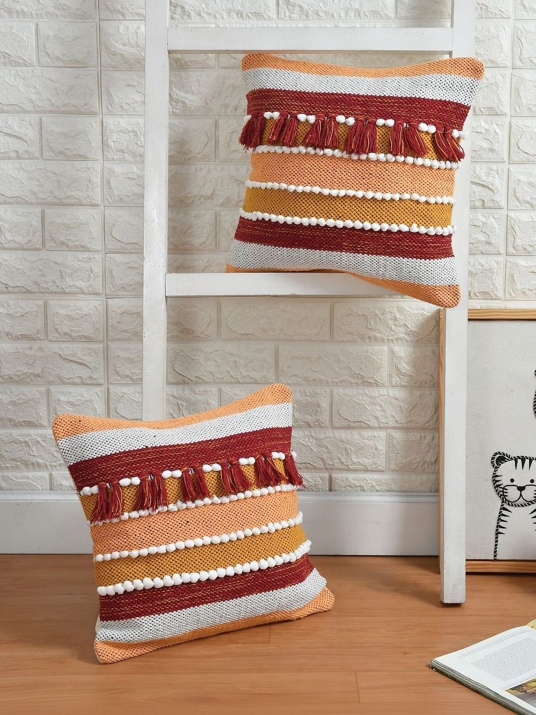 KIDS WONDERS Set of 2 Boho Cotton Tufted Cushion Covers