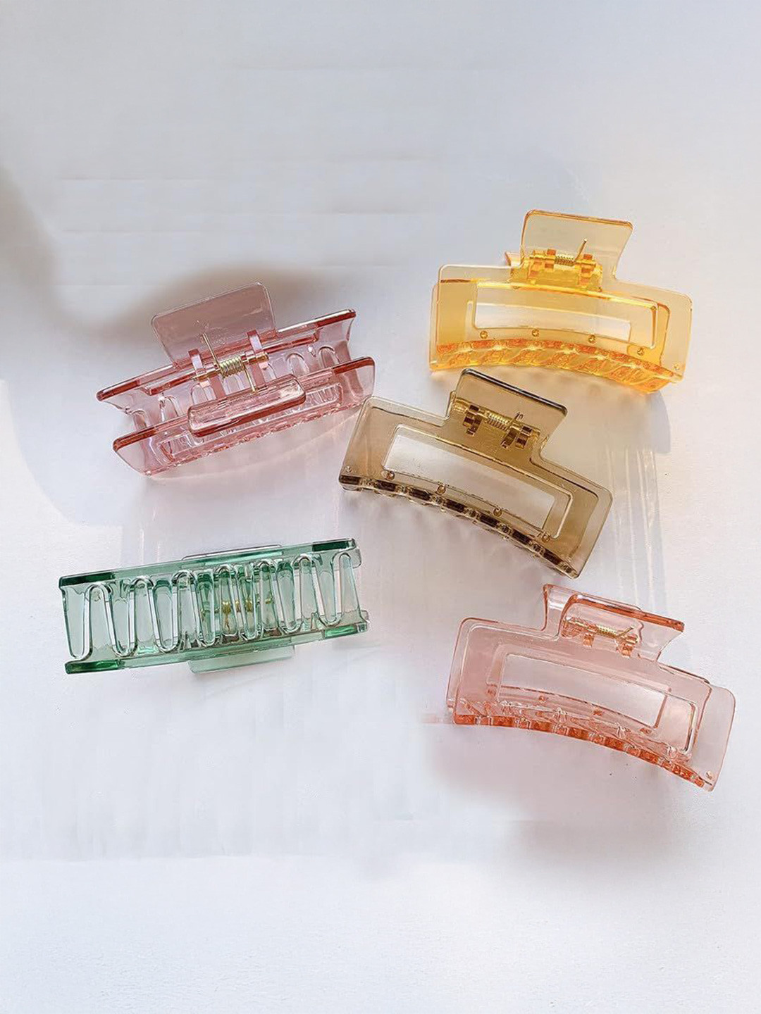 SHREEWATCHES Women Set of 5 Chrome Finished Hair Claw Clip