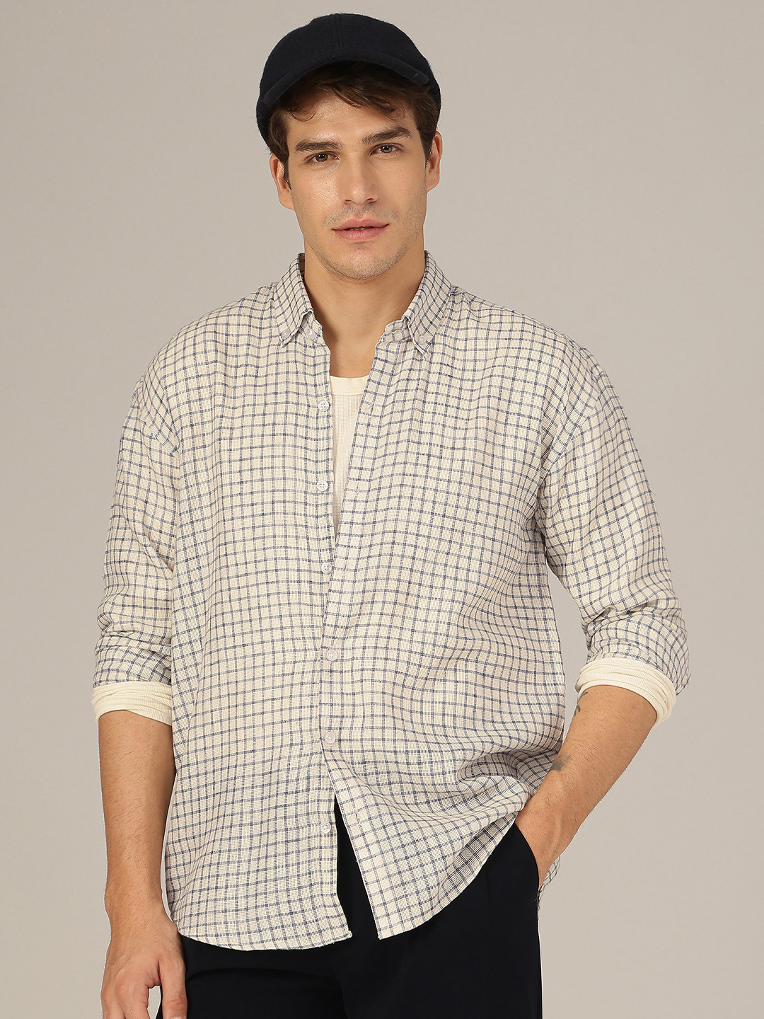 DENNISON Men Checked Botton-Down Collar Casual Shirt