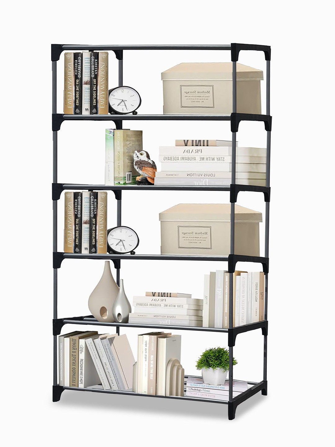 Urban Choice Black 6 Tier Collapsible Shelf Rack