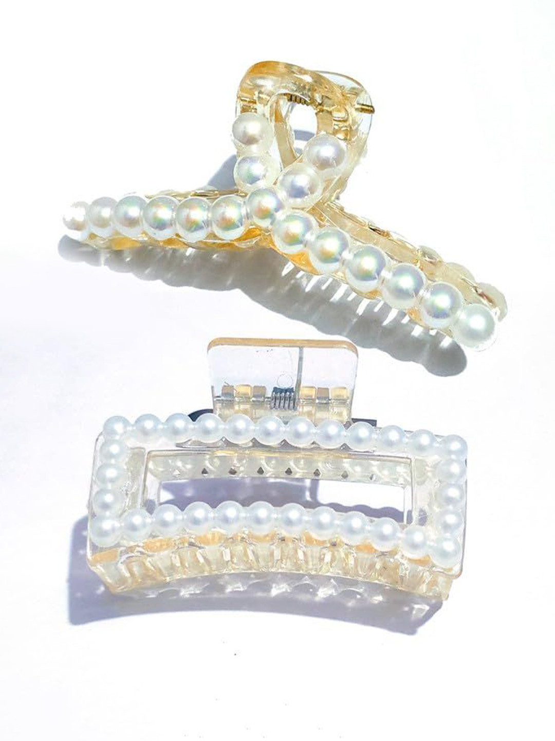 SH FSN Women Set of 2 T Shape Beaded Claw Clip