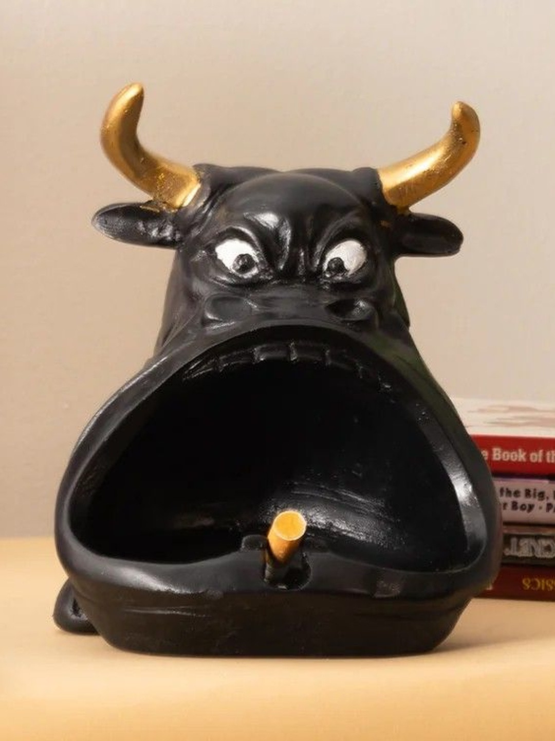 THREADVIBE LIVING Unisex Black Bull Ashtray Tray