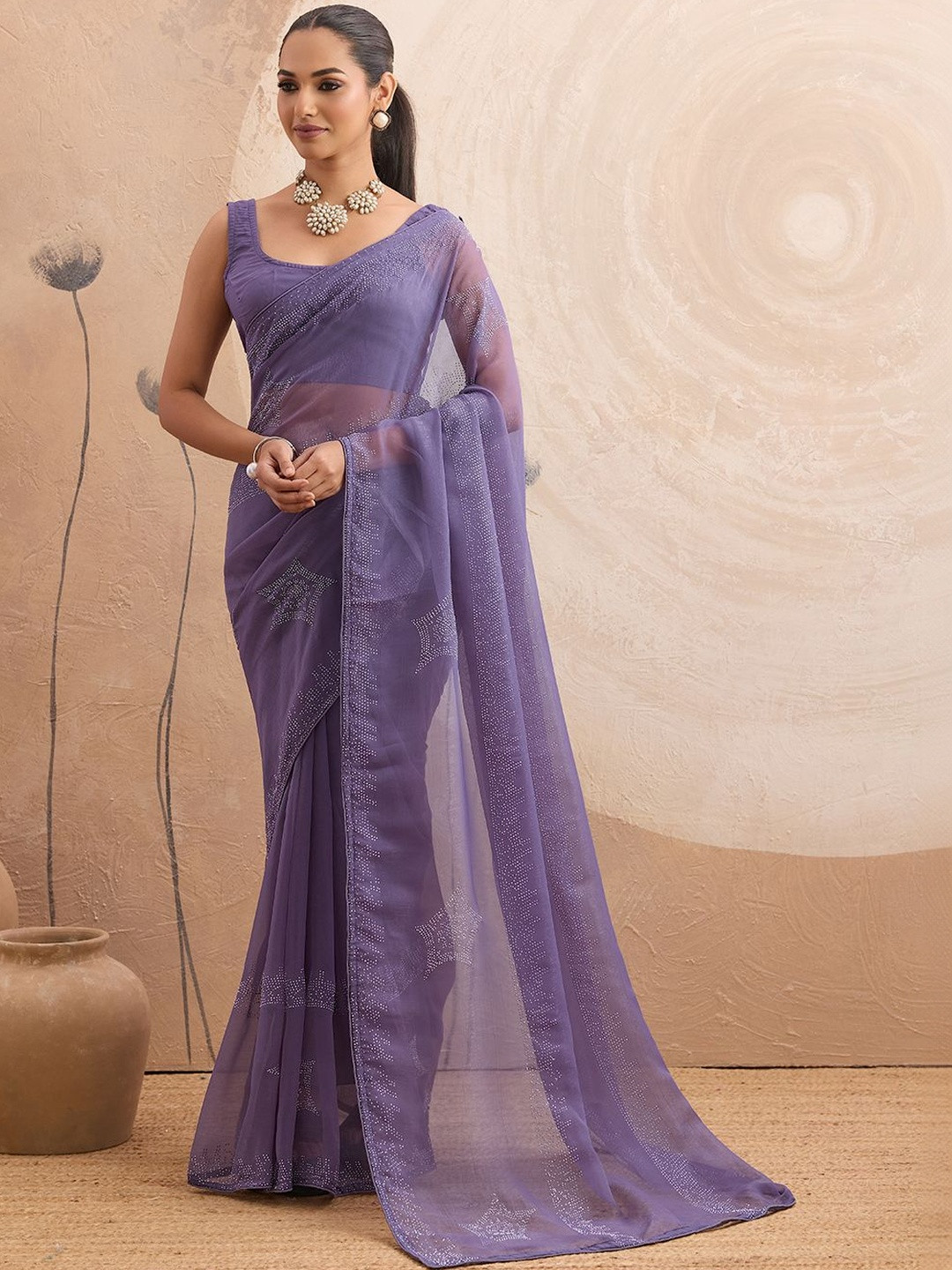 HOUSE OF MIRA Embellished Sequinned Designer Saree