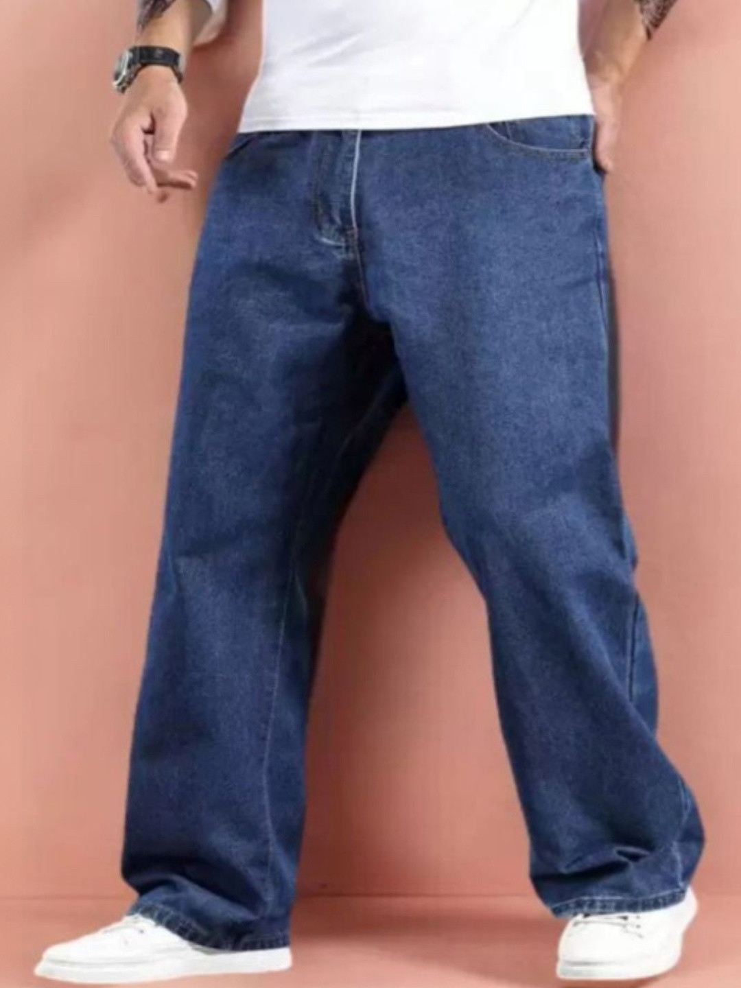 SZN Men Classic Mid-Rise Baggy Denim Stretchable Jeans