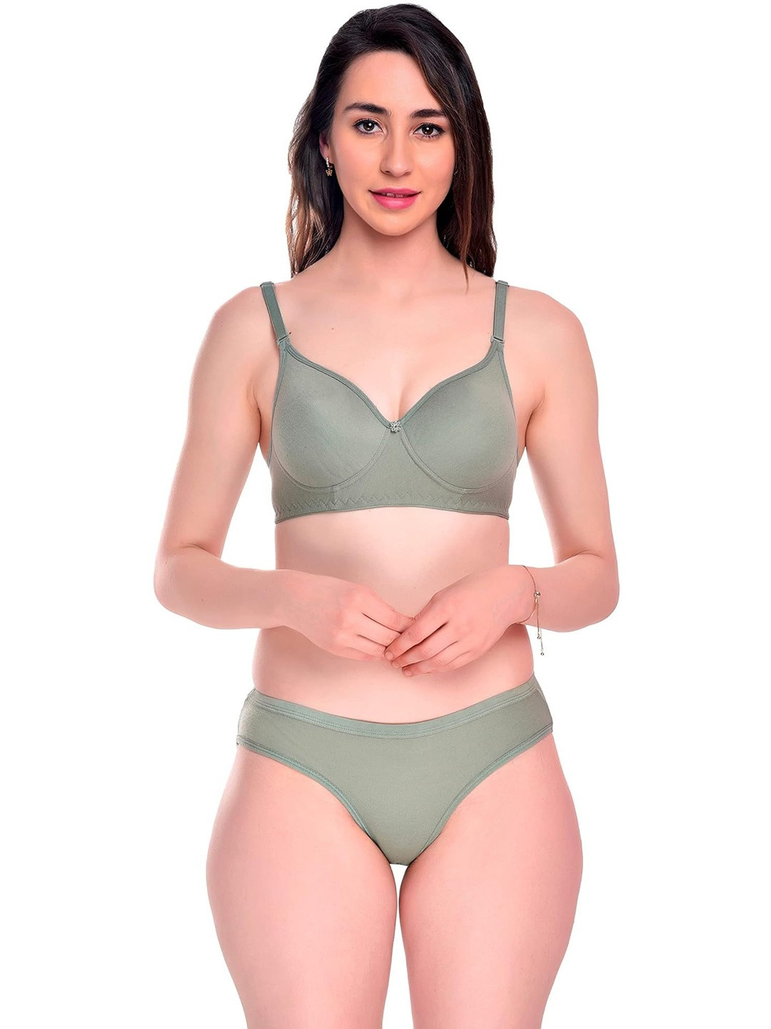 CHILEELIFE Women Shoulder Straps ghty Padded Mid-Rise Lingerie Set