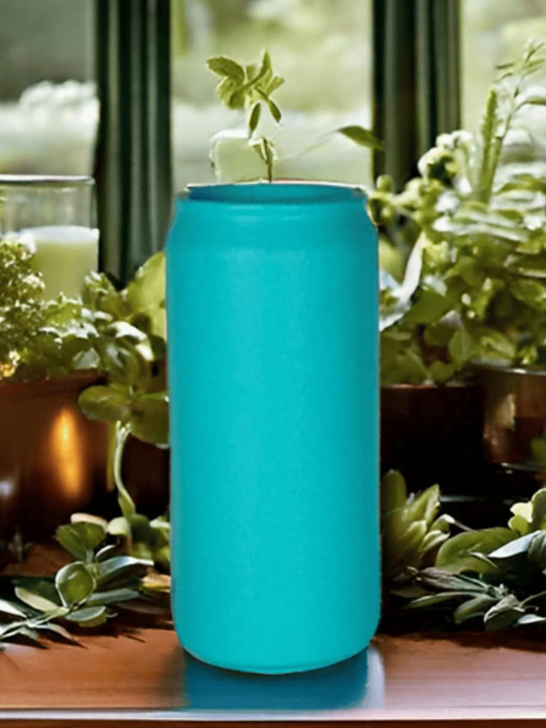 LASAKI Can Turquoise Blue Ceramic Flower Vase