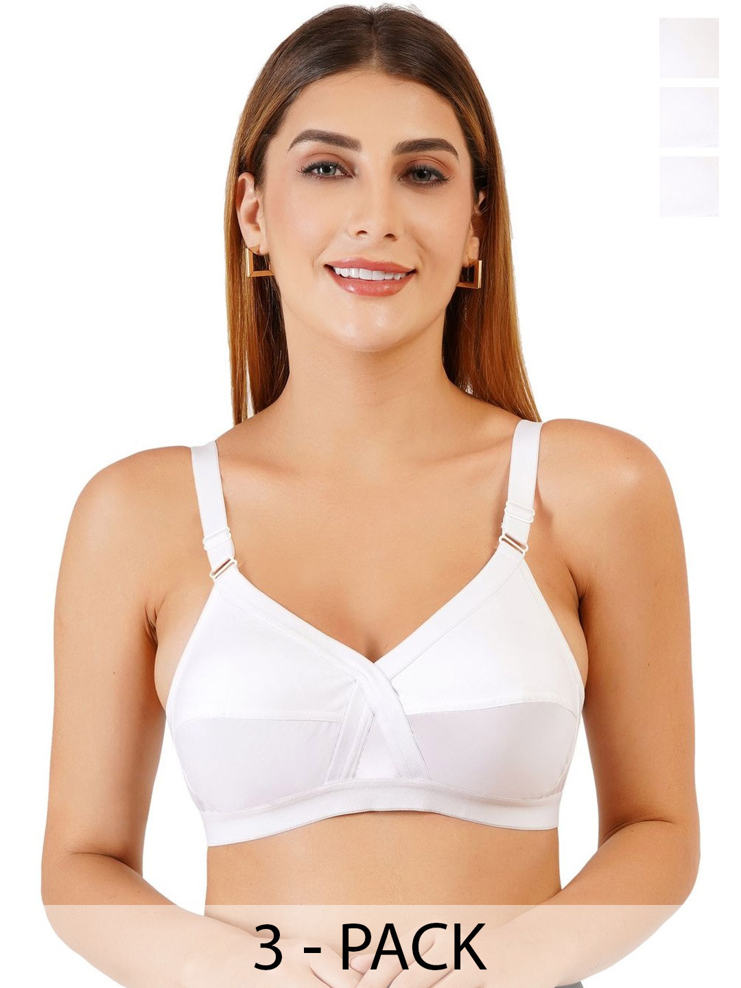 Vermilion Pack of 3 Full Coverage Cotton Bras With All Day Comfort