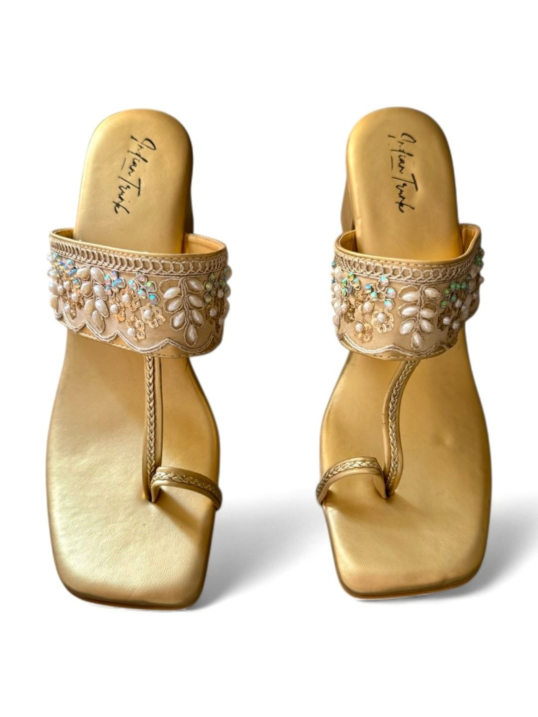 Indian Trunk Printed PU Flatform with Bows