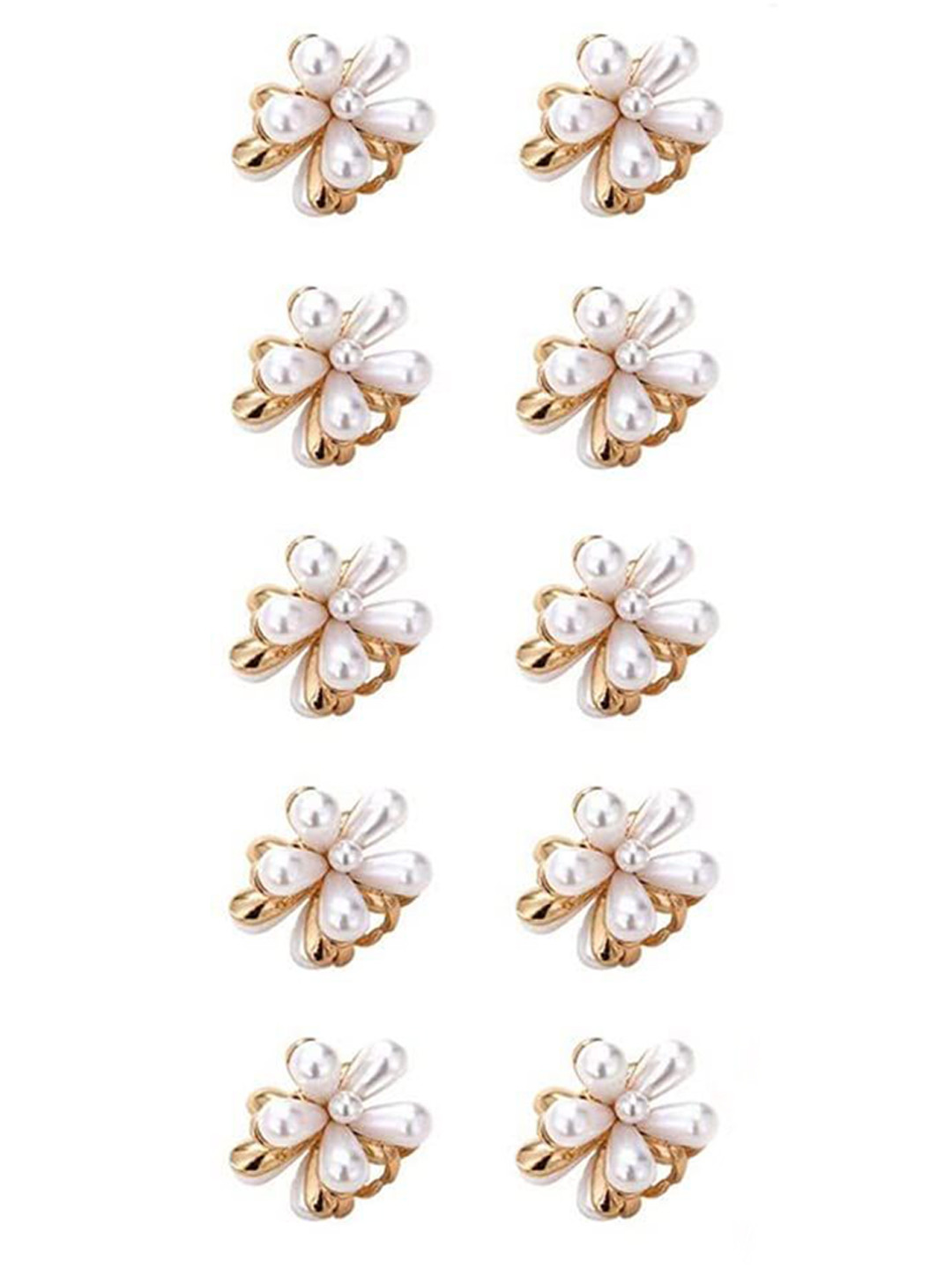 DailyObjects Women Set of 10 White Mini Pearls and Alloy Material Hair Clips