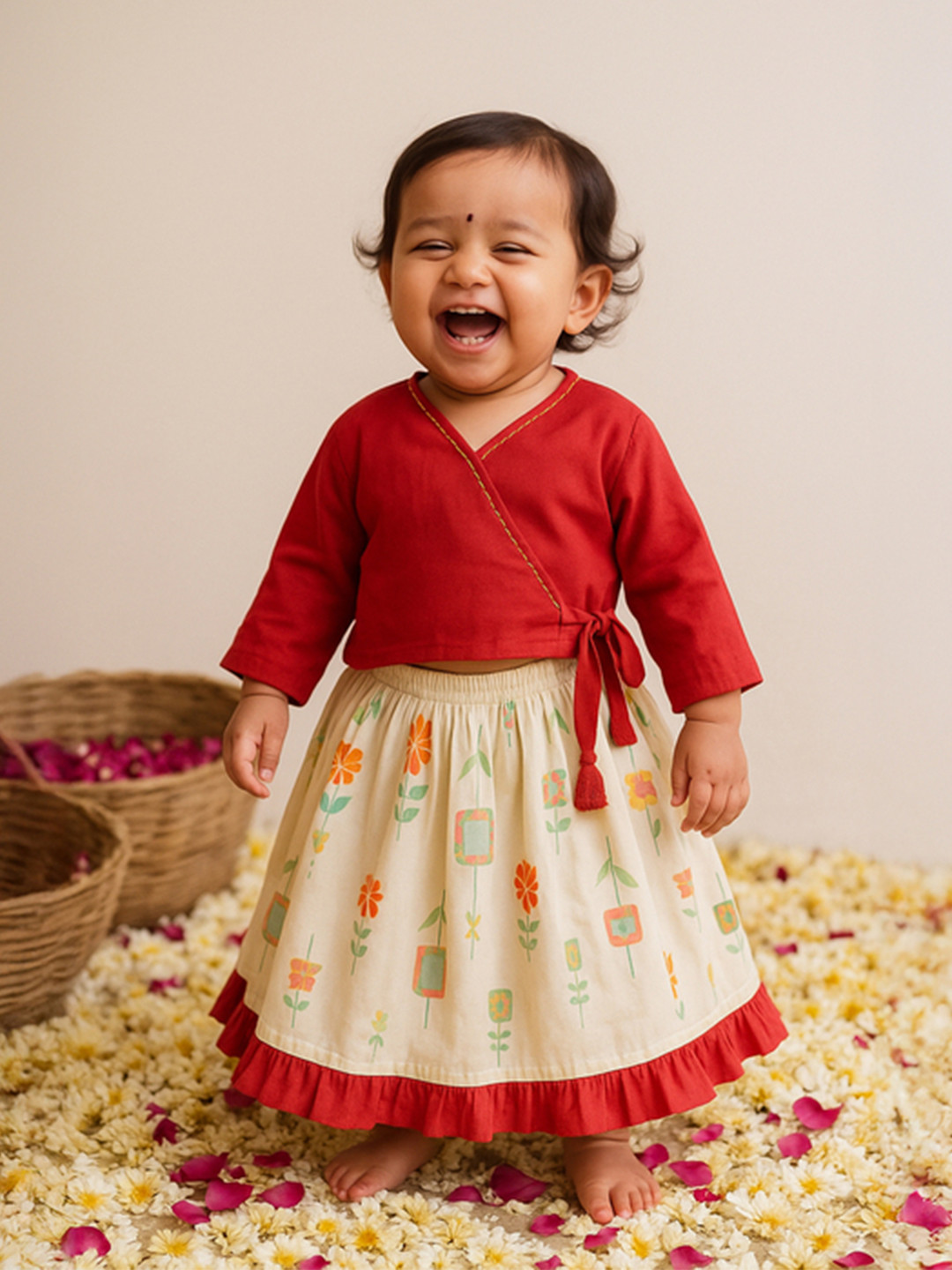 Somersault Infants Girls Ready To Wear Cotton Twirl Wrap Top & Skirt