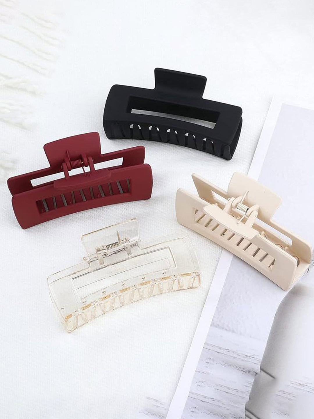 Lyphy Women Set of 4 Matt Finish Random Colors Claw Clip