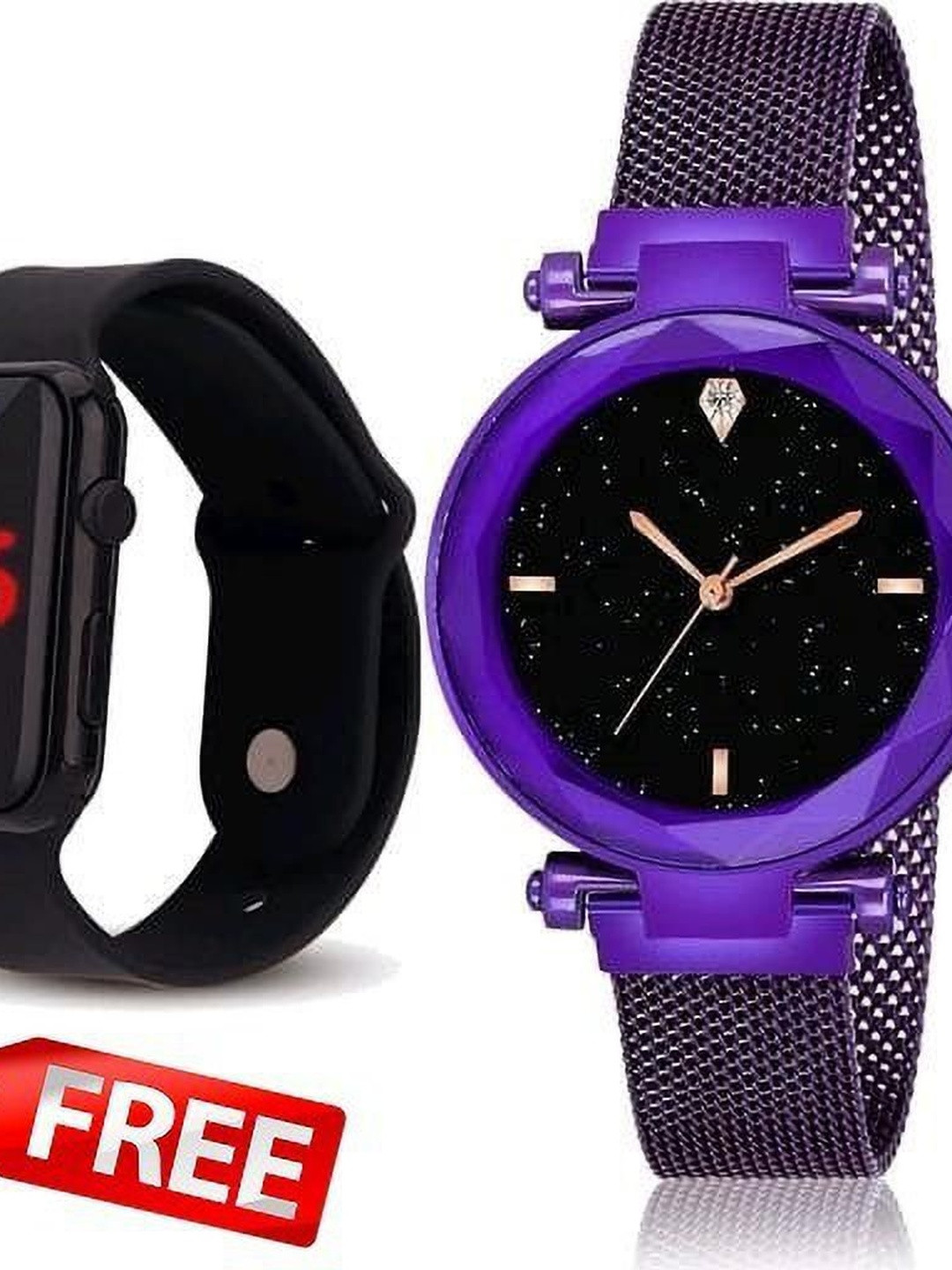 SZN Women Dial & Stainless Steel Straps Analogue Watch MAG Prpl&LED V5 -V1