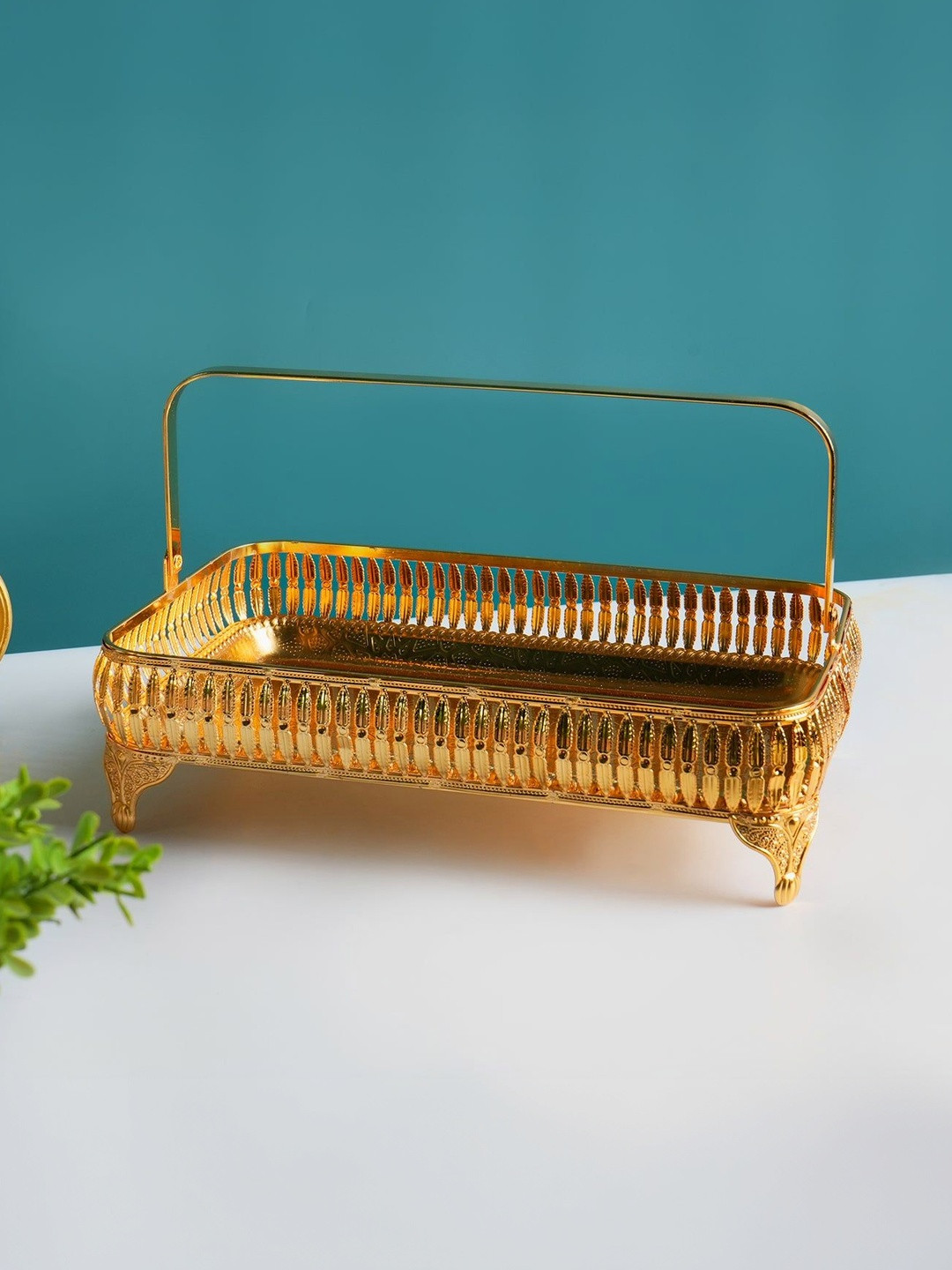 MARKET99 Unisex Textured Golden Desk Organiser