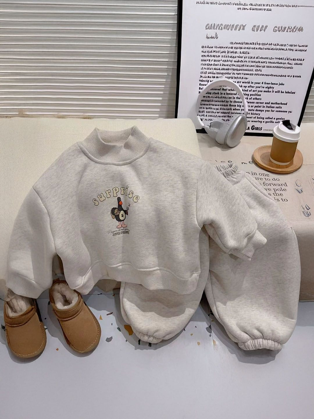Xsole Boys Printed High Neck Long Sleeves Sweatshirt With Joggers