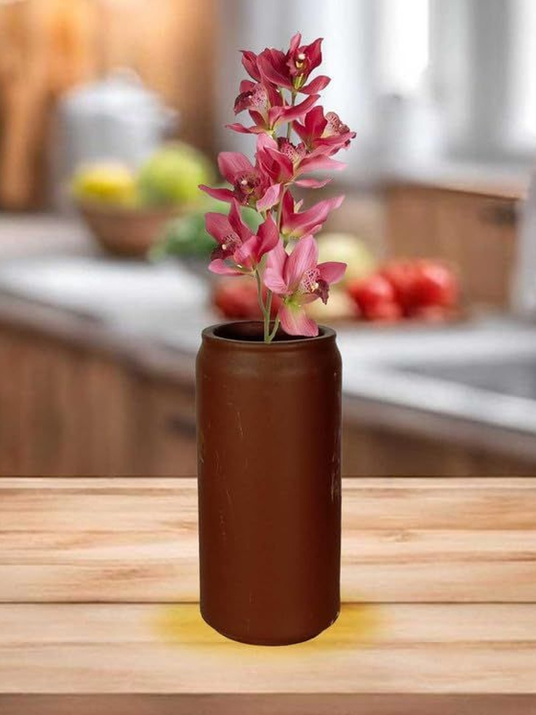 LASAKI Can Brown Ceramic Flower Vase