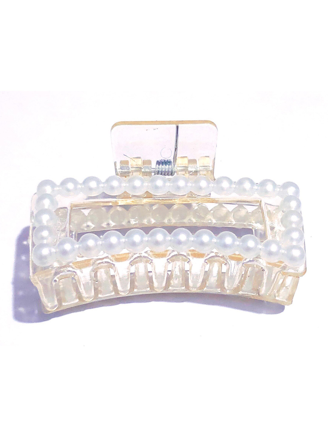 Watch junction Women Set of 2 Rectangular And Half Moon Embellished Claw Clip