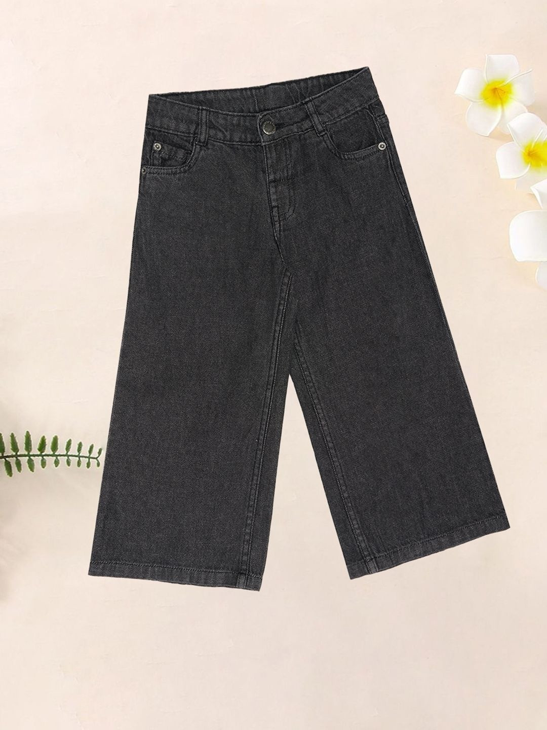 Pantaloons Junior Girls Flared Mid-Rise Pure Cotton Jeans With Belt Loops