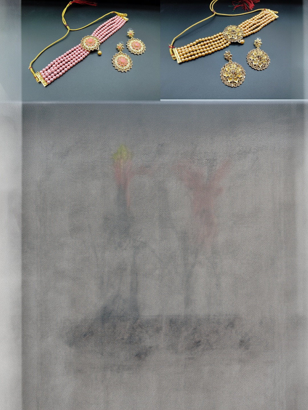 Women Click Set Of 2 Gold-Plated Stones Studded Floral Design Jewellery Sets