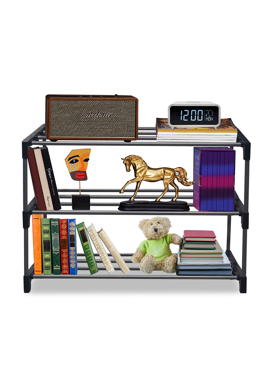 Urban Choice Black 3 Tier Rectangle Multi Purpose Rack