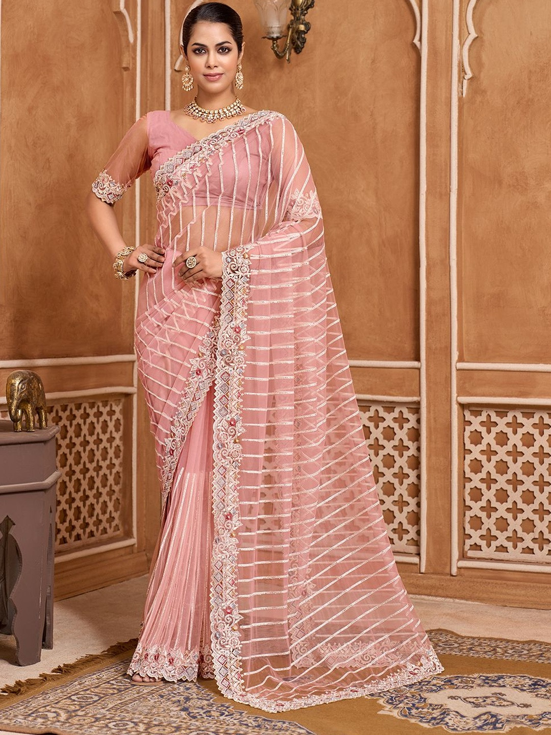 Arron Creats Embellished Net Saree