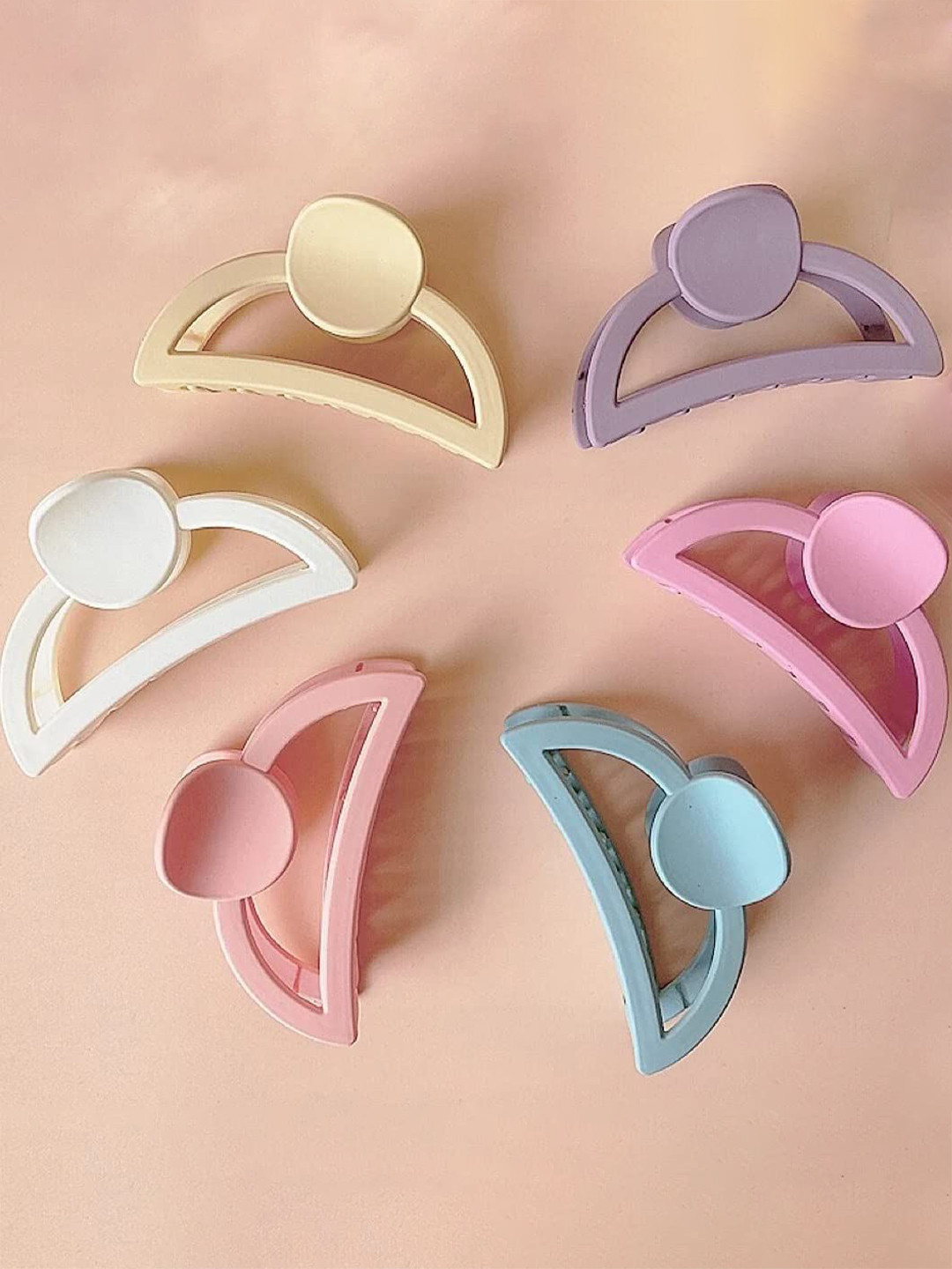LEKZOW Women Set of 6 Half Moon Shape Matte Claw Clip