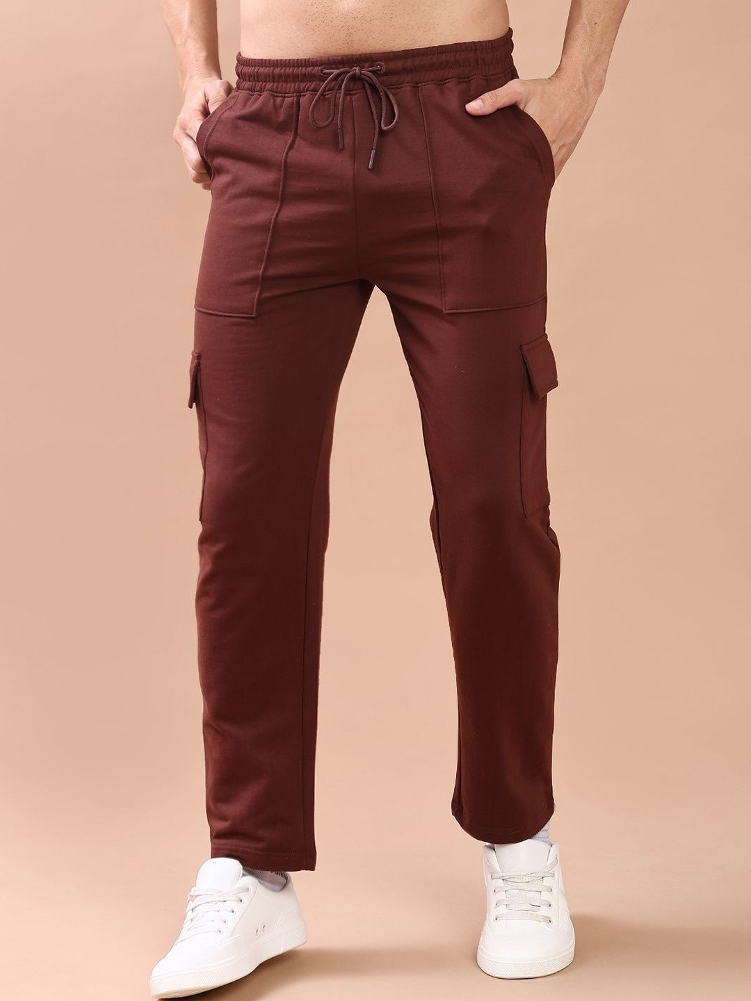 V-Mart Men Solid Regular Fit Mid-Rise Crago Track Pants