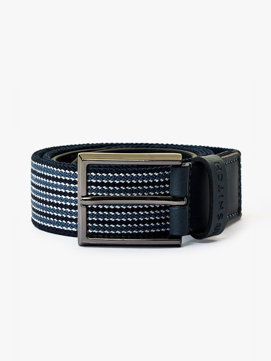 Snitch Men Striped Leather Belt