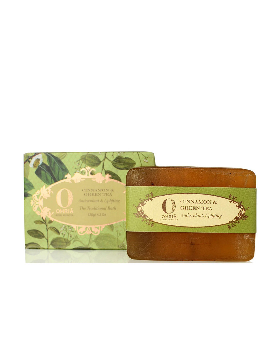 OHRIA AYURVEDA Cinnamon & Green Tea Bathing Bar For Antioxidant & Uplifting - 120g