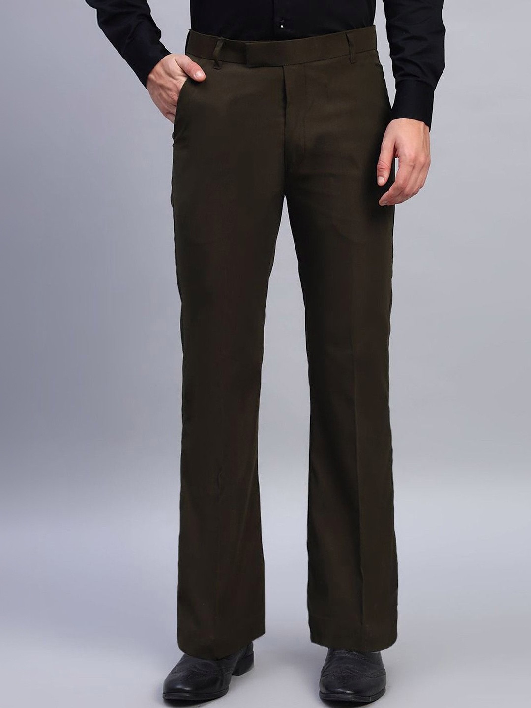 AXNIS Men Relaxed Straight Leg Bootcut Formal Trousers