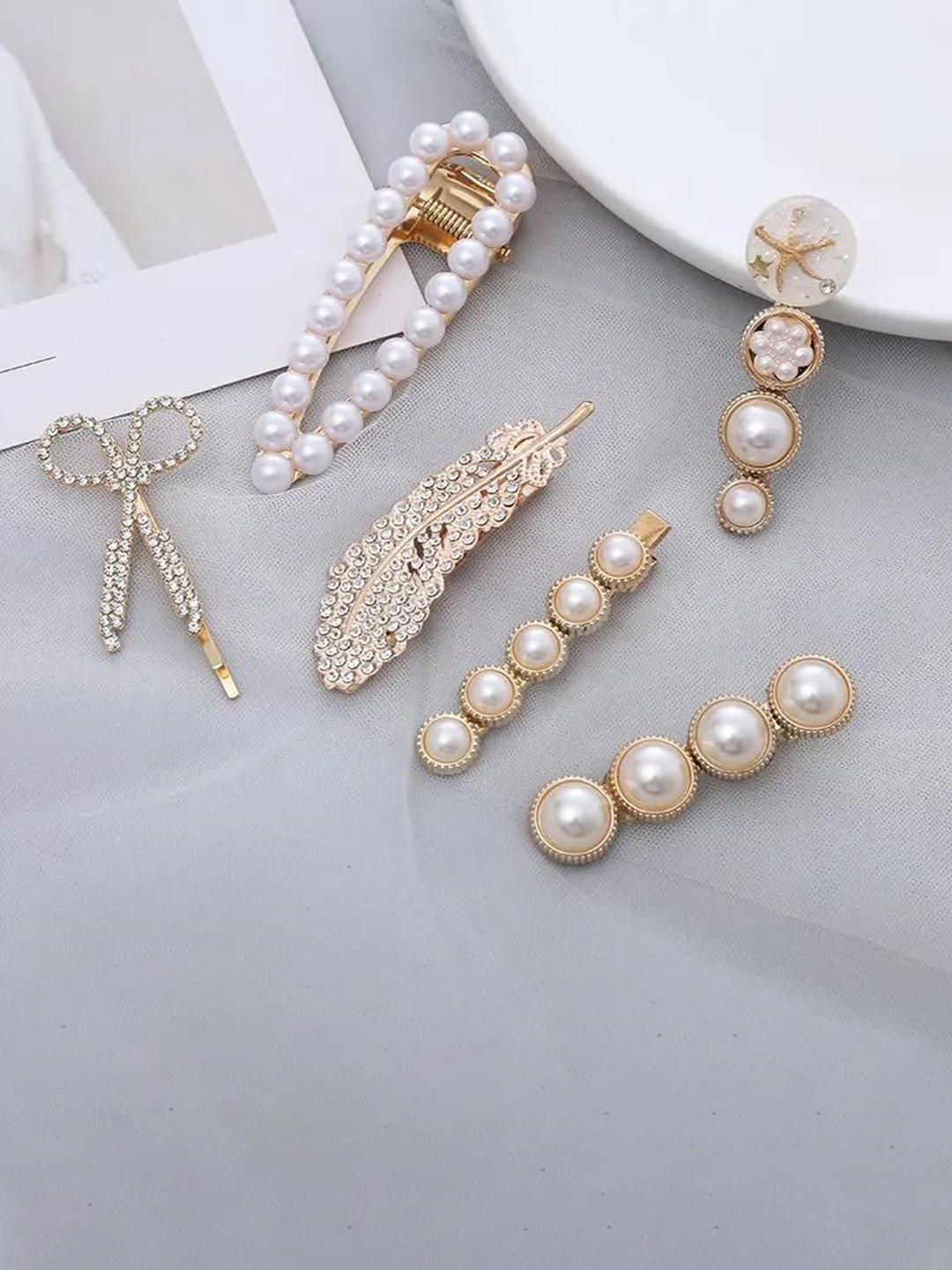 Nayakk Women set of 12 Embellished Korean Clips Hair Clip