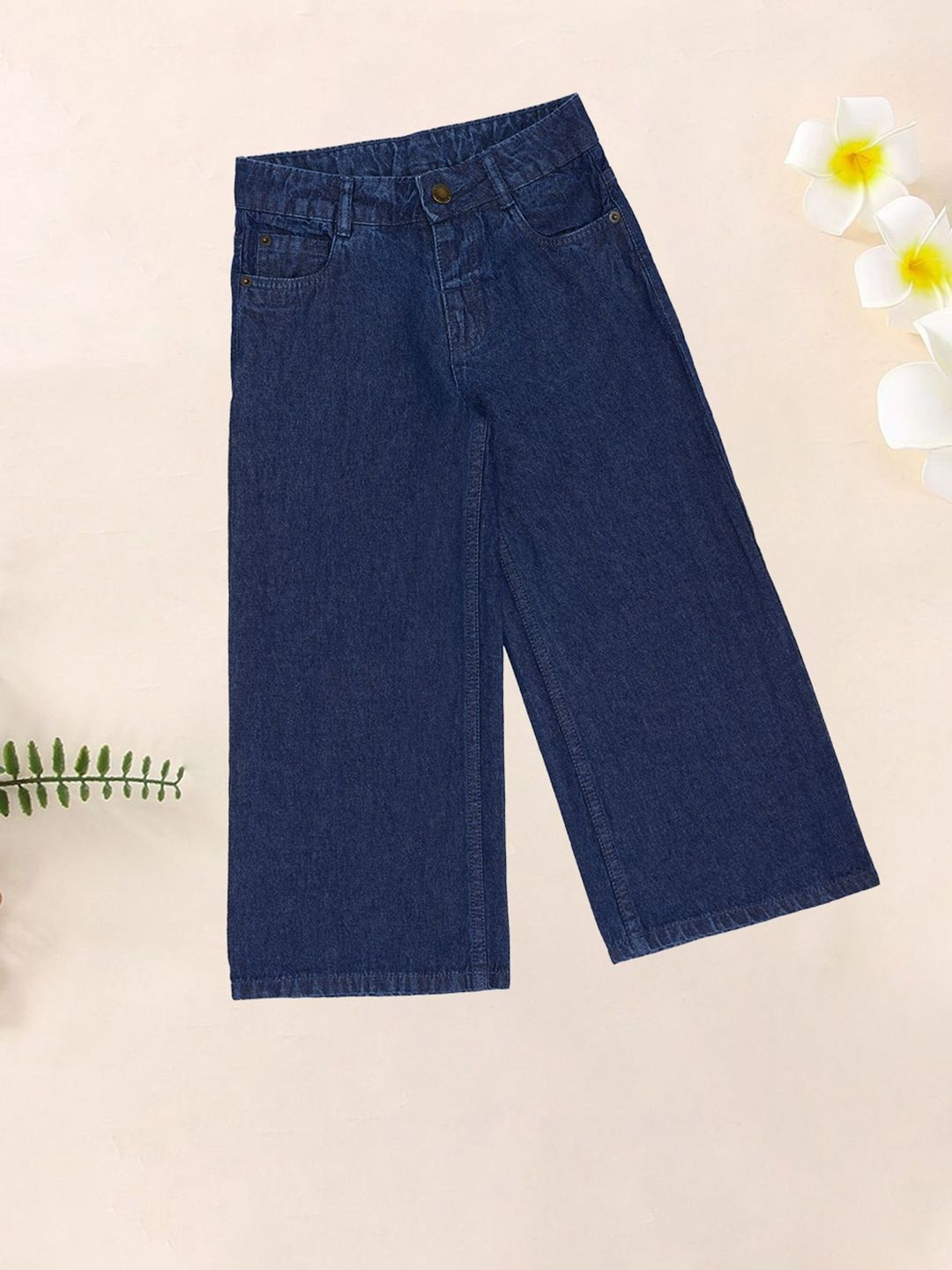 Pantaloons Junior Girls Flared Mid-Rise Pure Cotton Jeans With Belt Loops