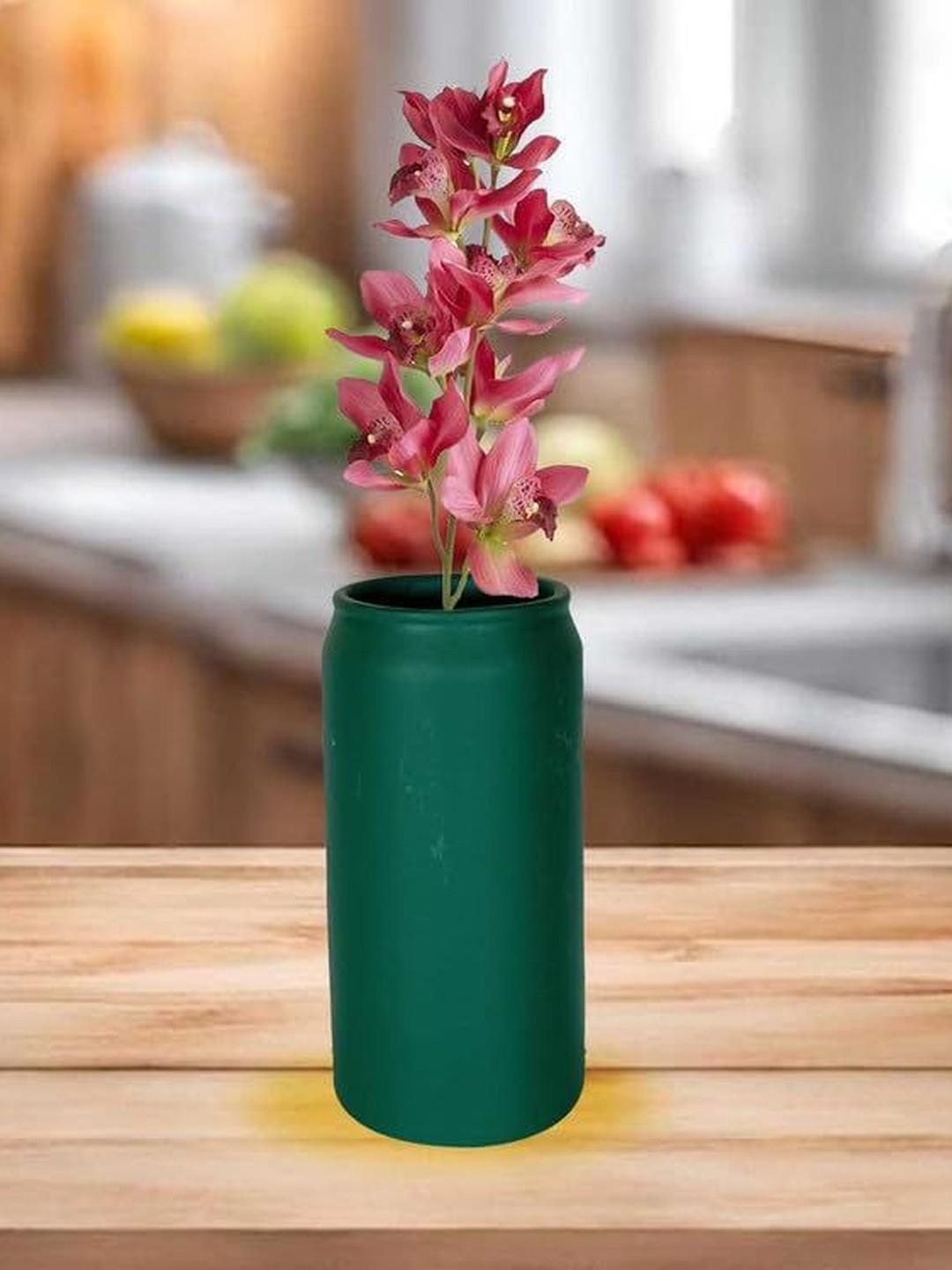 LASAKI Can Green Ceramic Flower Vase