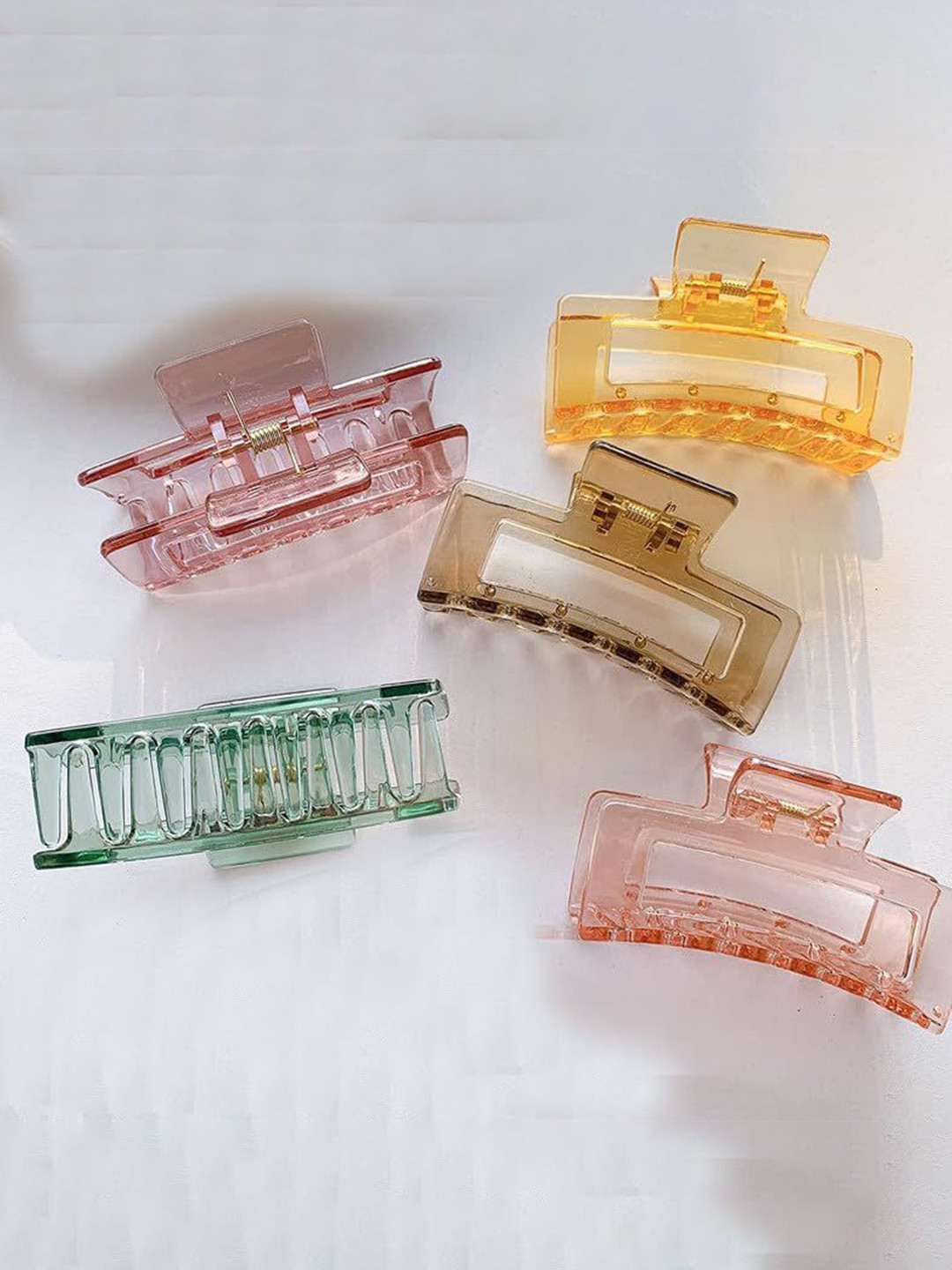 Nayakk Women Set Of 5 Chrome Finished Hair Claw Clip