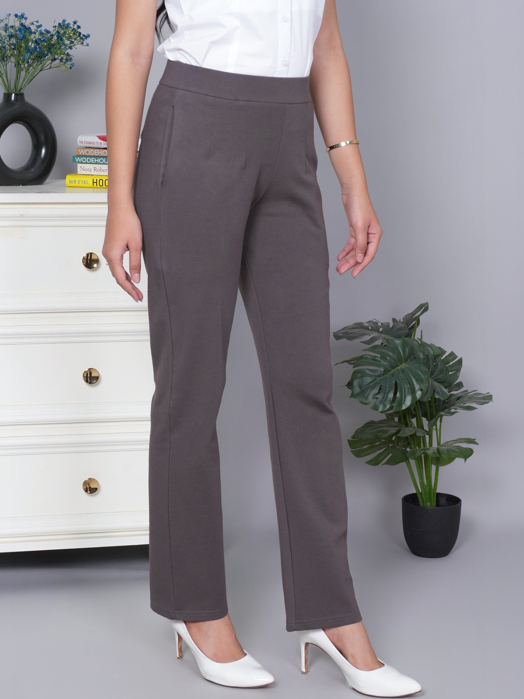 Mlada Plus Size Women Relaxed Straight Leg Relaxed Fit Cotton Cigarette Pants