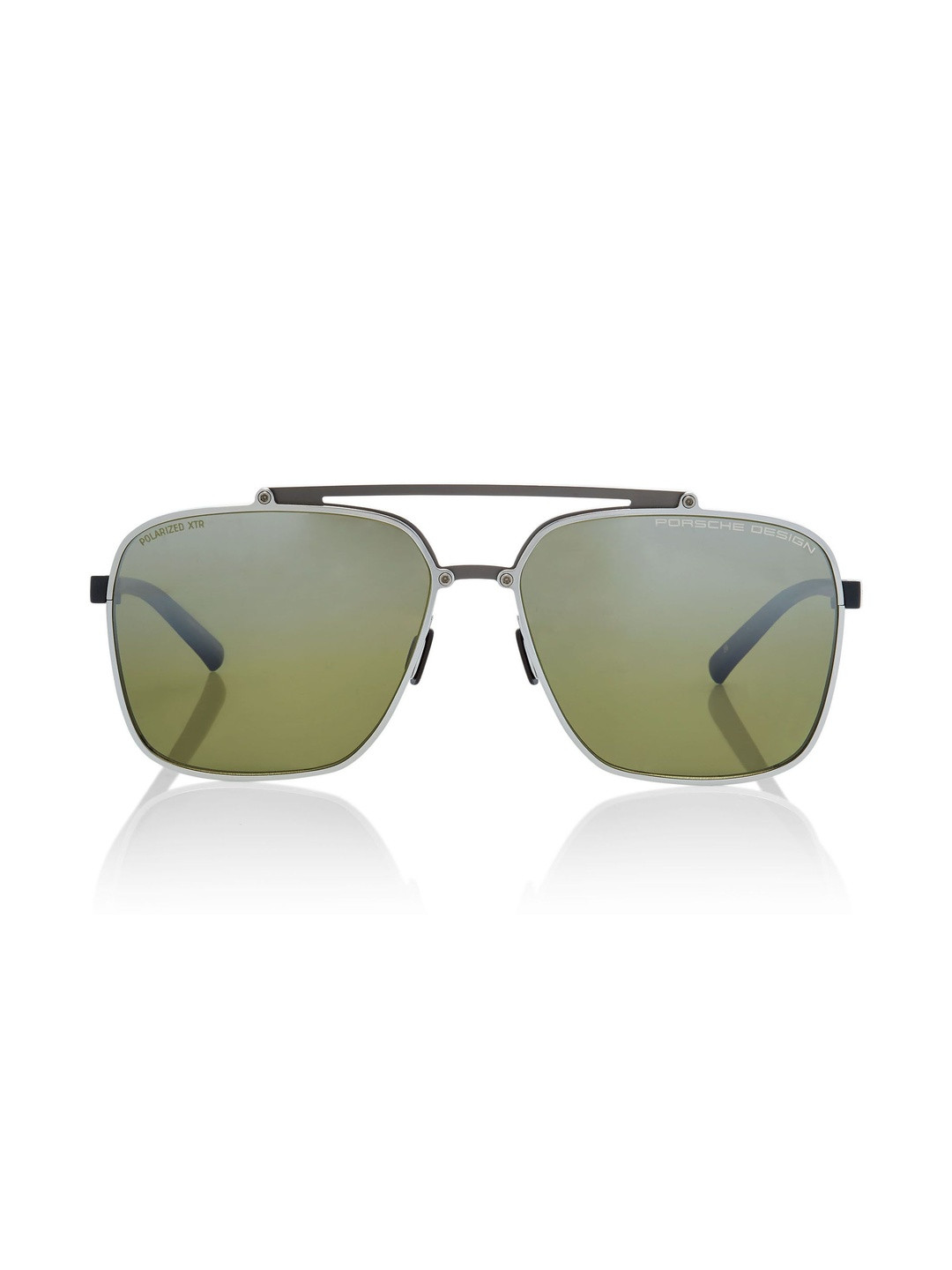 PORSCHE DESIGN Men Green Lens & Steel-Toned Aviator Sunglasses with