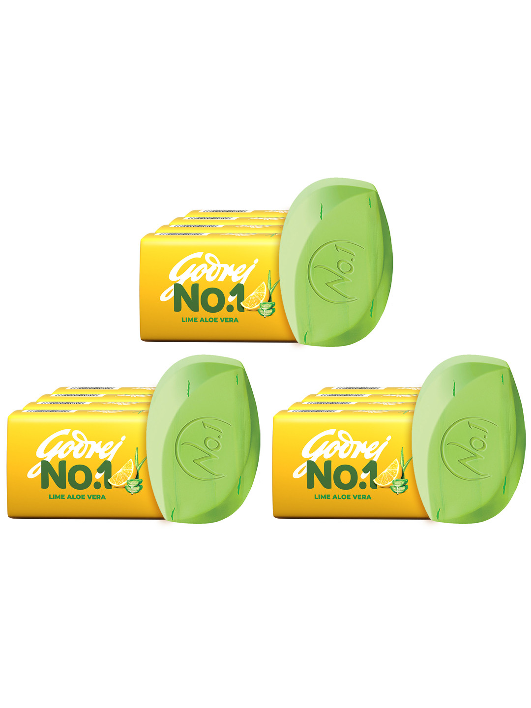 Godrej No.1 Set of 12 Lime Aloe Vera Bathing Soap - 150 g each