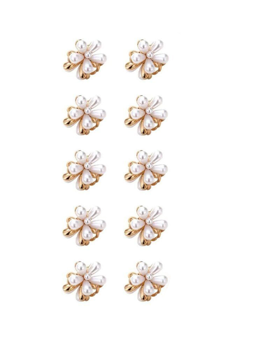 LEKZOW Women Set Of 10 Pearls Claw Clip