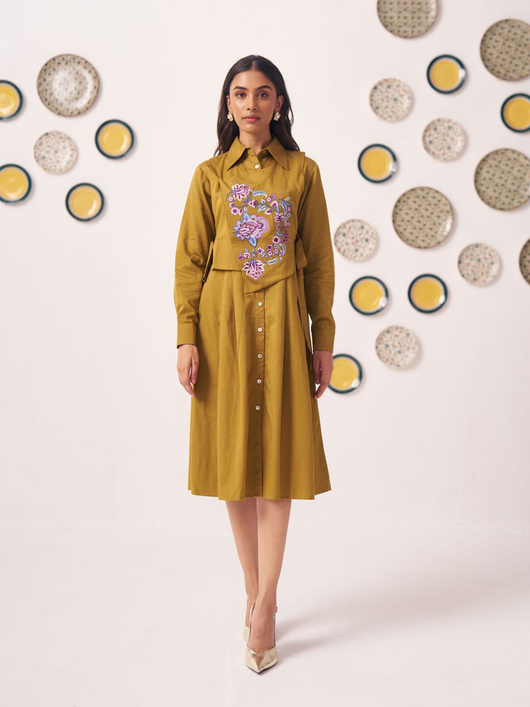 Western Era Satin Shirt Dress