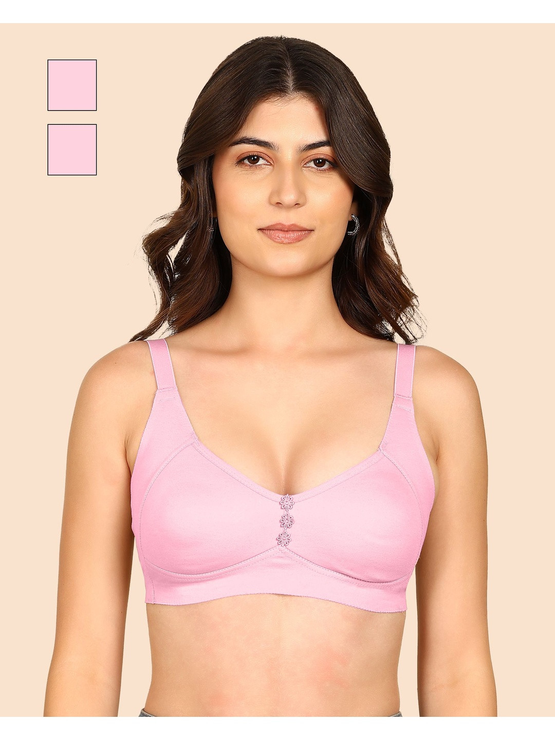 KOMLI Pack Of 2 Plus Size M-Frame Minimiser Bonded Breathable Cotton Padded Bra