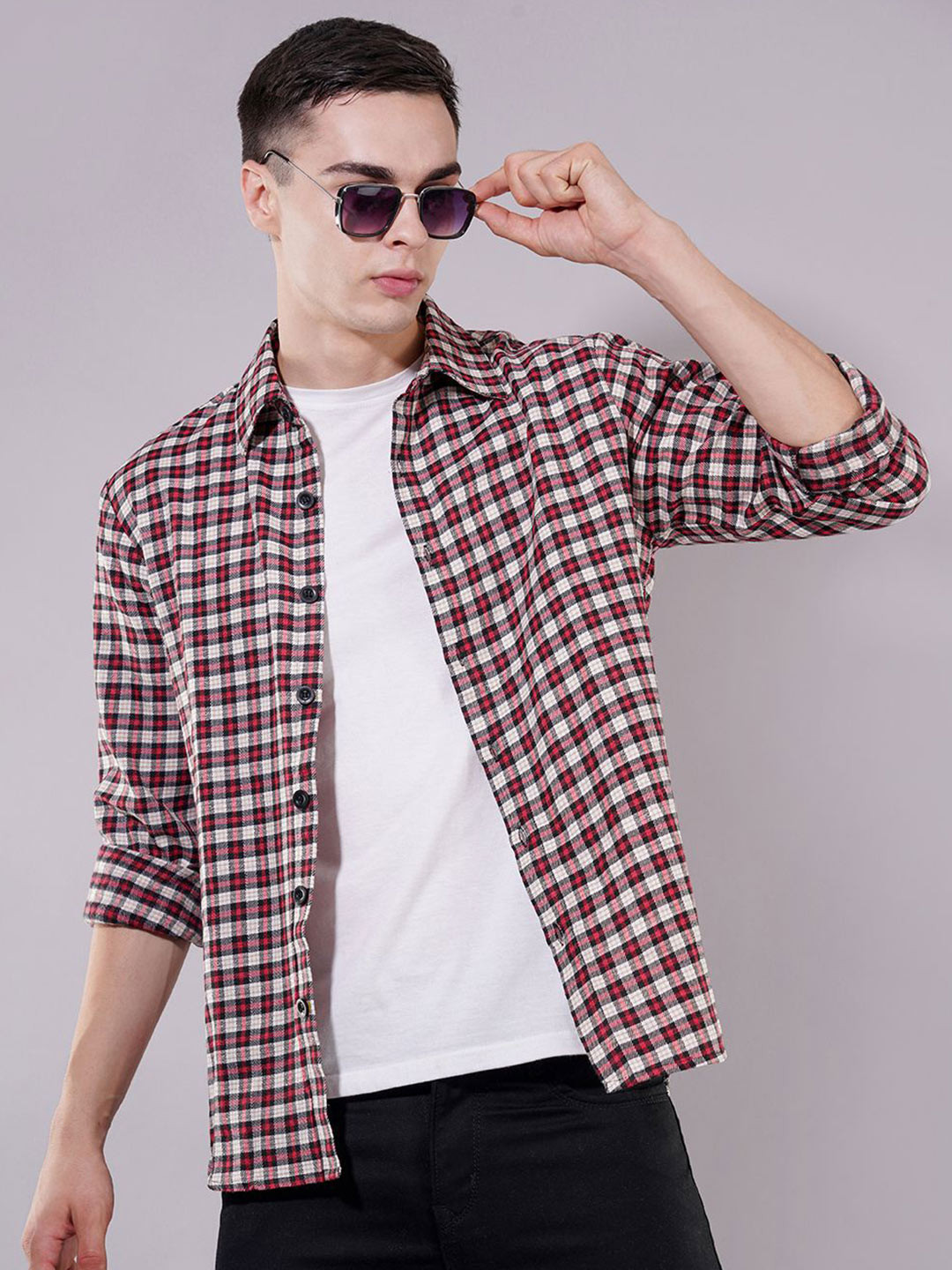 Swaggish Men Gingham Checks Checked Casual Shirt