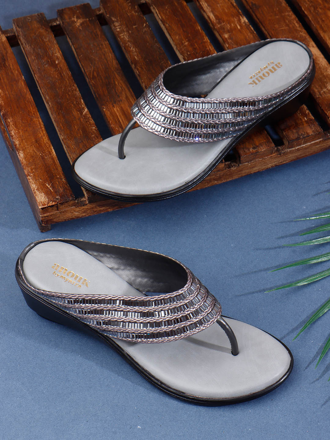 Anouk Embellished Cushioned Footbed One-Toe Flats