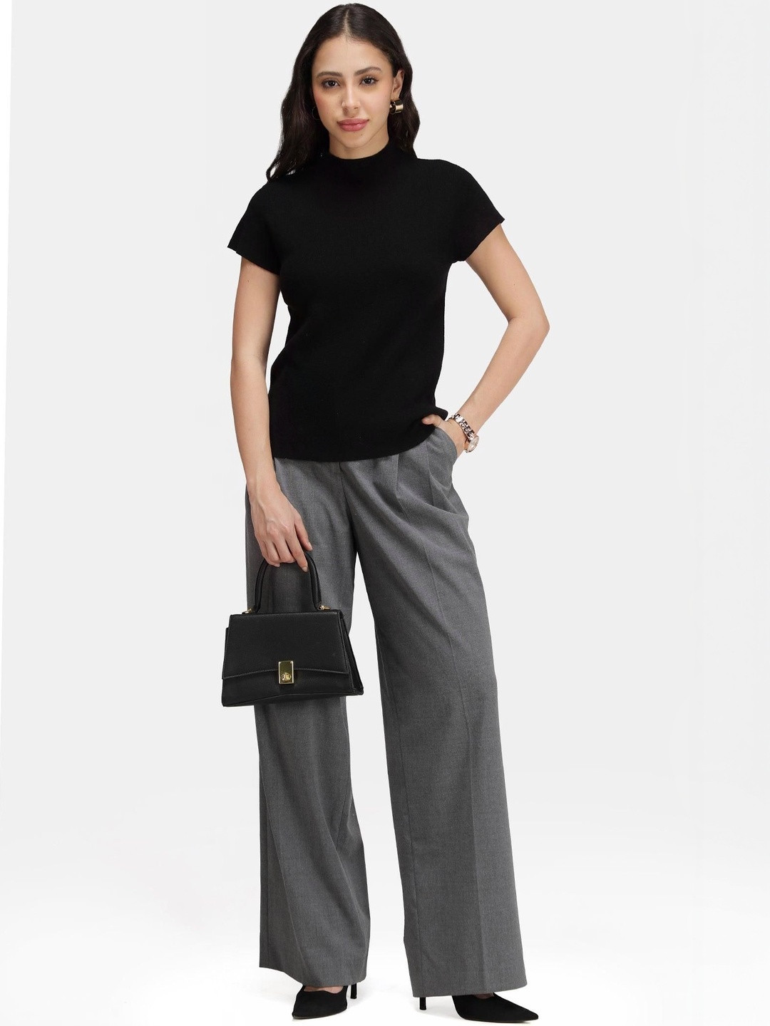 Virgio Women Solid Viscose High Contouring Knit Top