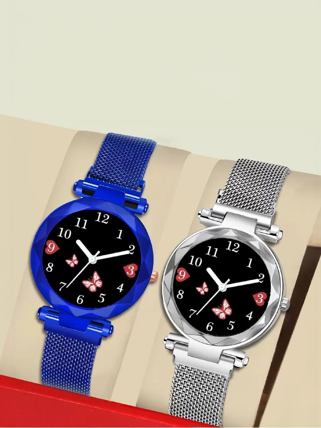 SZN Set Of 2 Dial & Stainless Steel Straps Analogue Watches Mag Blue+SilverSZNN36514469