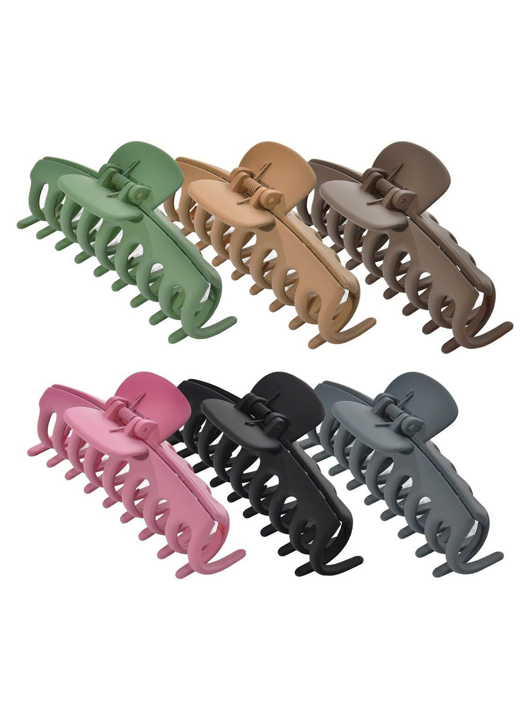 HANDBAG COLLECTION Women Set of 6 Matt Finished Comb Shape Claw Clip Hair Accessory
