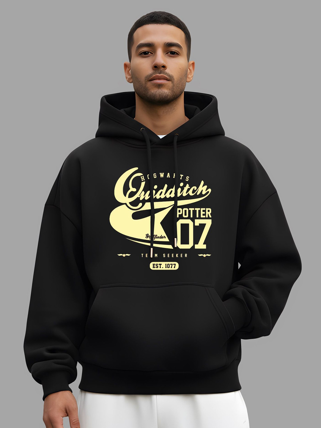 TheBTclub Unisex Harry Potter Graphic Printed Hooded Cotton Oversized Pullover Sweatshirt