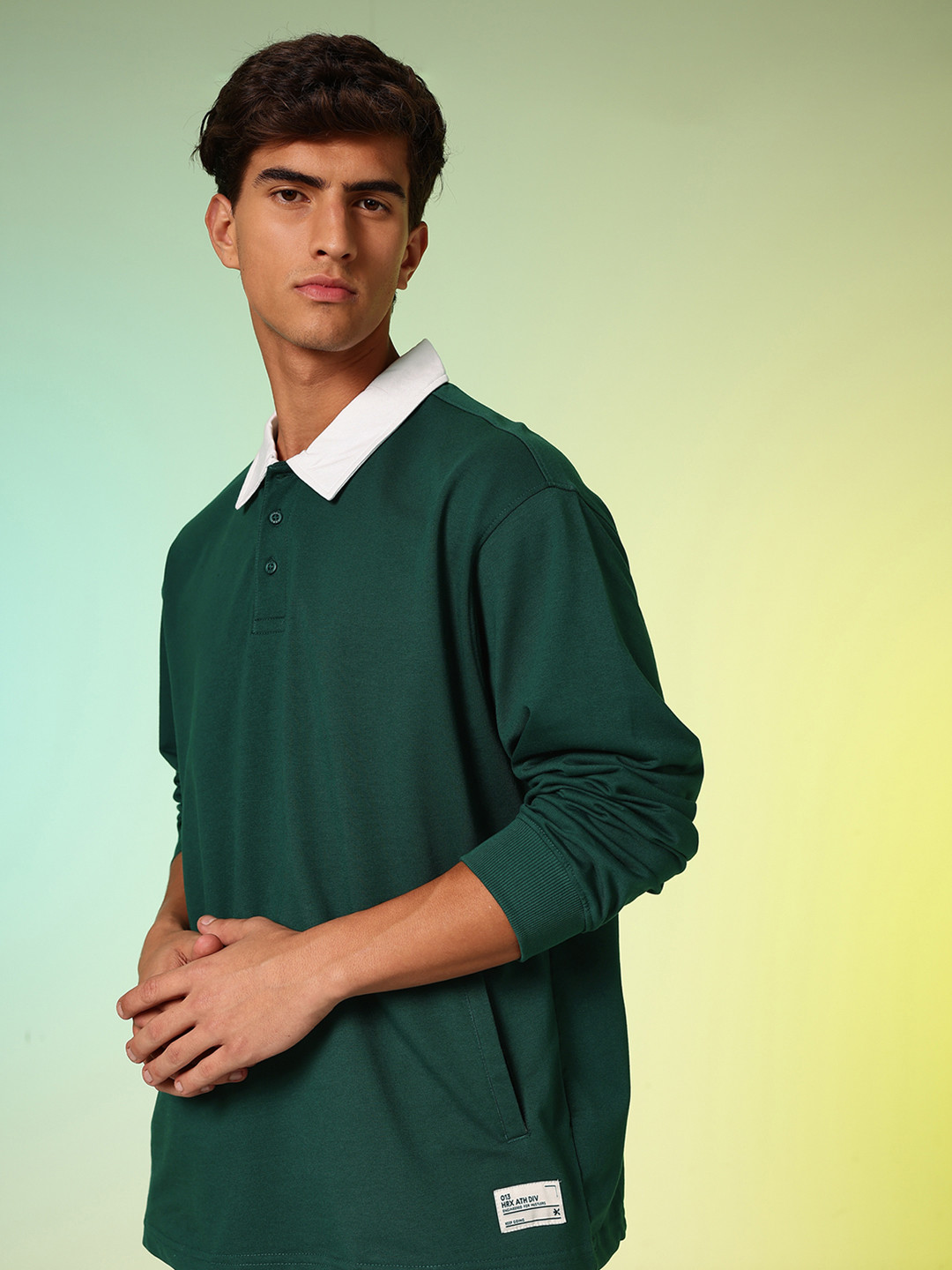 HRX by Hrithik Roshan Contrast Shirt Collar Sweatshirt
