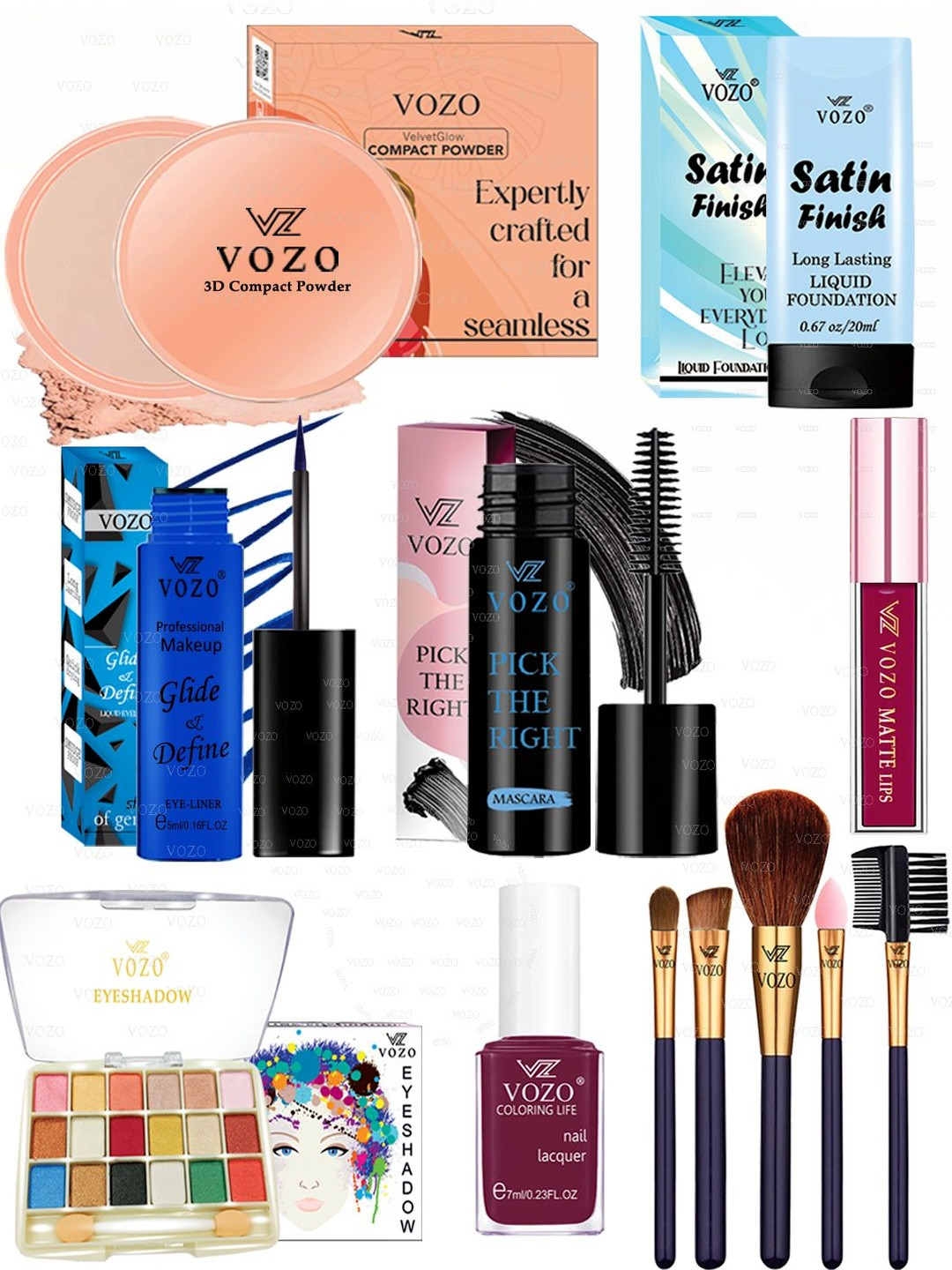 VOZO Set Of 12 All In One Long Lasting Makeup Combo