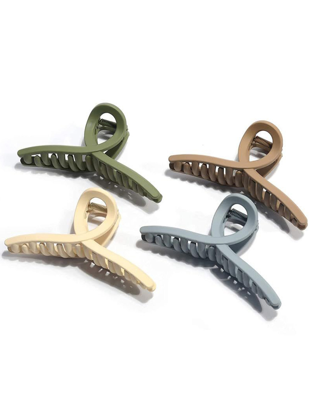 SHREEWATCHES Women Set of 4 Matt Finished T-Shapes Hair Clutchers