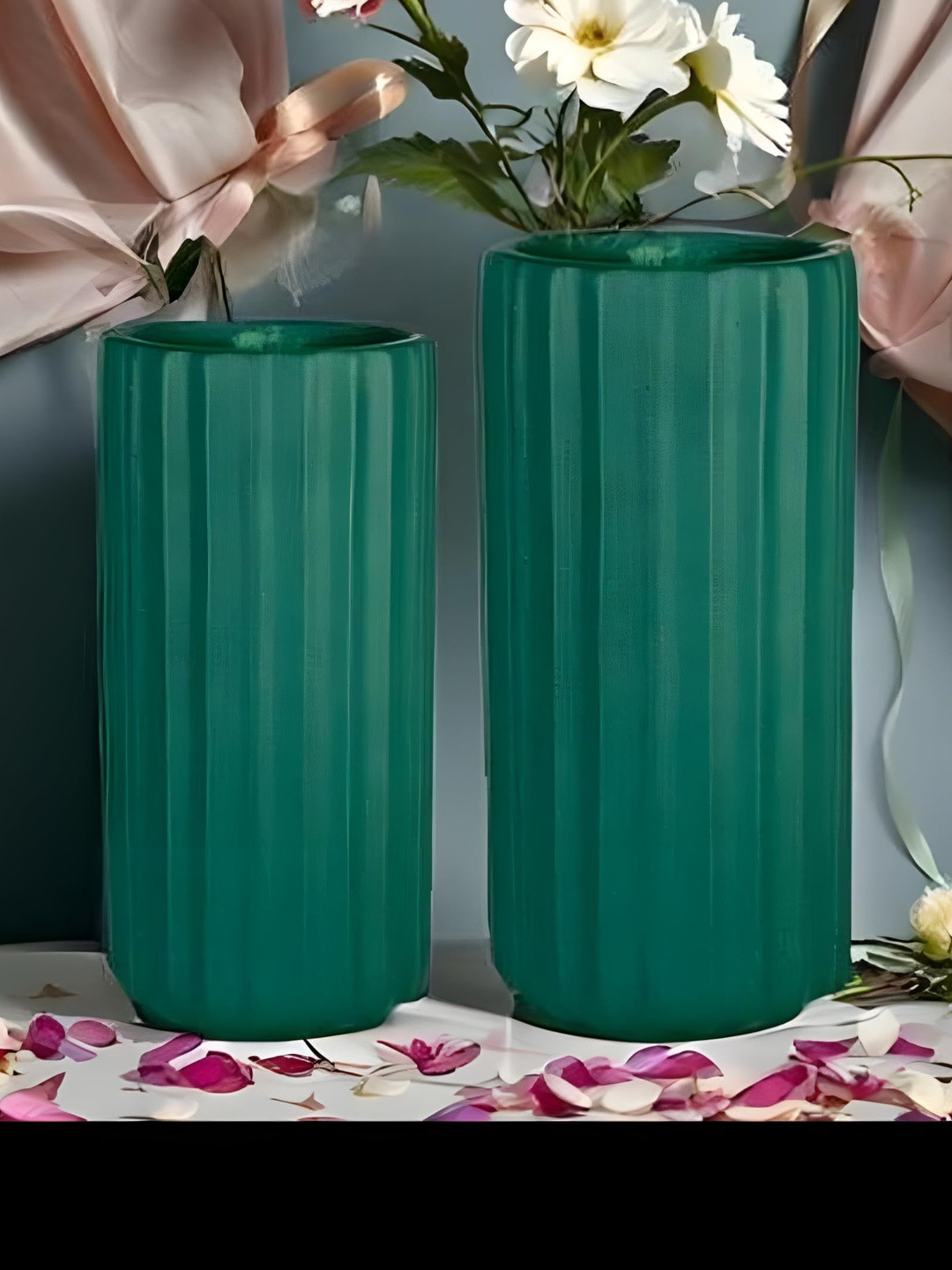 LASAKI Ayla Set Of 2 Textured Ceramic Flower Vases