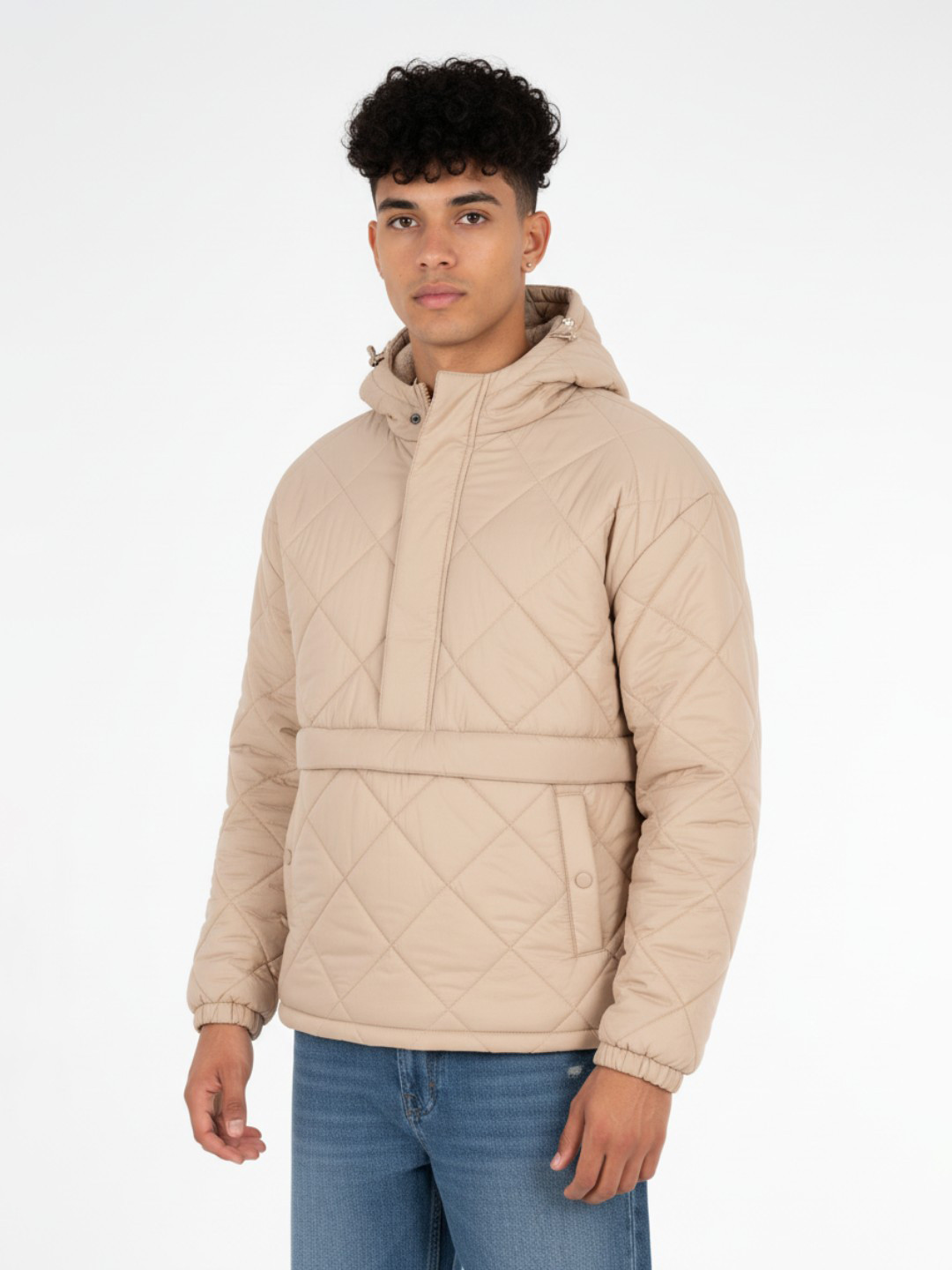 glitchez Hooded Oversized Quilted Jacket